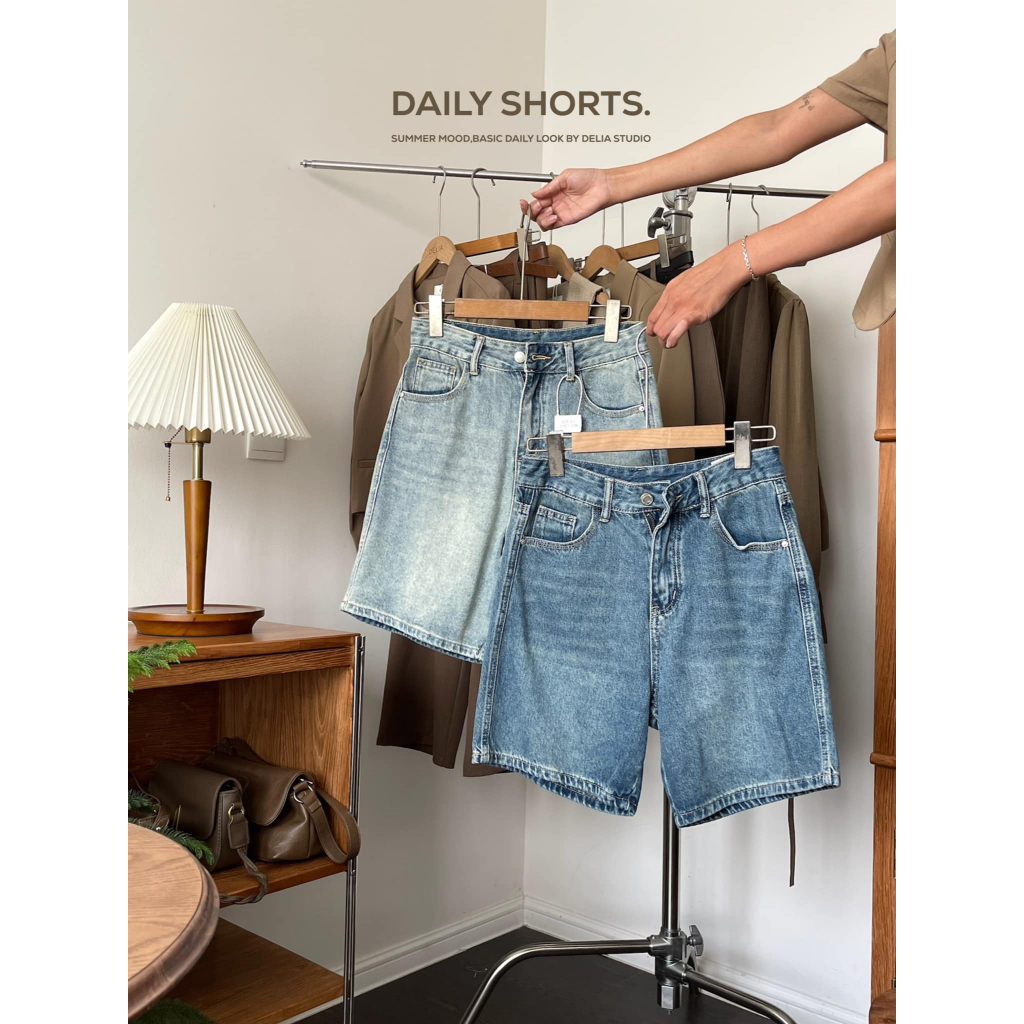 1753 QUẦN SHORT JEANS TRƠN LỬNG