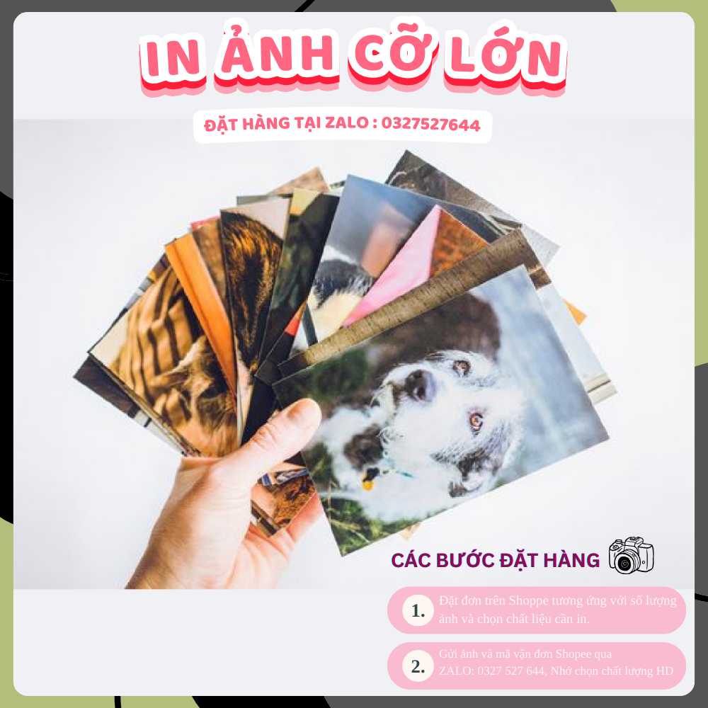in ảnh theo yêu cầu, in ảnh cỡ 9x12, 10x15, 13x18, 15x21, 20x30 ép plastic, ép nhám lụa