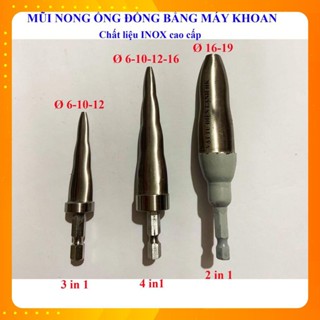 Nong ống đồng bằng khoan [INOX 304] Nong ống đồng phi 6-10-12-16-19 mũi long inox bằng máy bắt vít 3in1 4in1