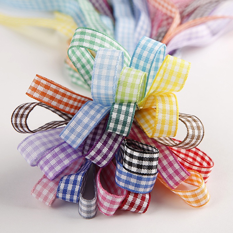 Set 3m-10m ruy băng kẻ caro 0.95cm (8 màu) làm buộc tóc, đồ handmade