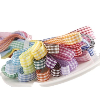 Set 3m-10m ruy băng kẻ caro 0.95cm (8 màu) làm buộc tóc, đồ handmade