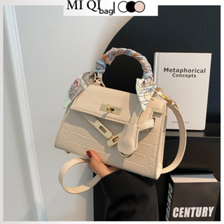 Túi Xách Nữ Đeo Chéo Đeo Vai Quai Xách Da Pu Vân Cá Sấu Mix Khăn Đi Tiệc Đi Chơi Sang Chảnh MIQI BAG TX-103