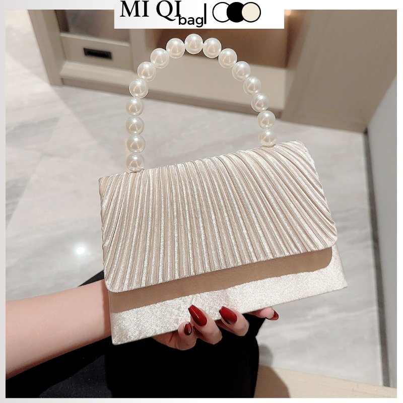 Túi Xách Nữ Quai Xách Gắn Ngọc Túi Đeo Chéo Đeo Vai Đi Chơi Đi Tiệc Tiểu Thư Sang Chảnh Cao Cấp TX-66 MIQI BAG