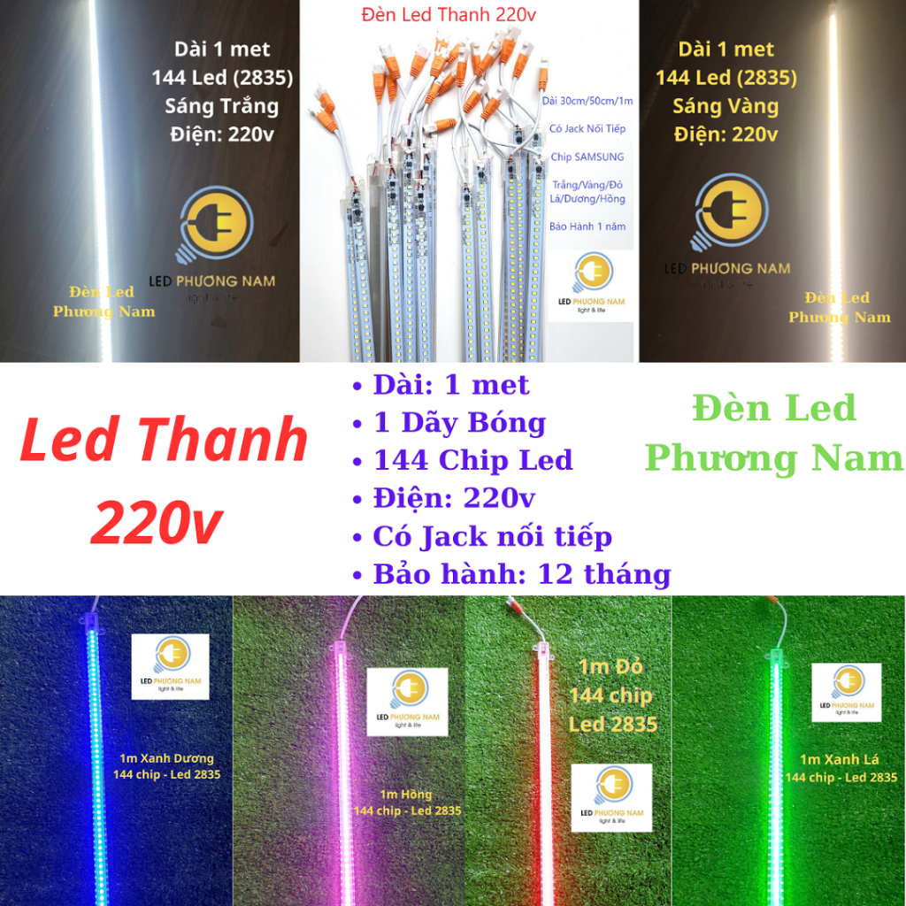 [COMBO 5] Đèn Led Thanh 220v 1m