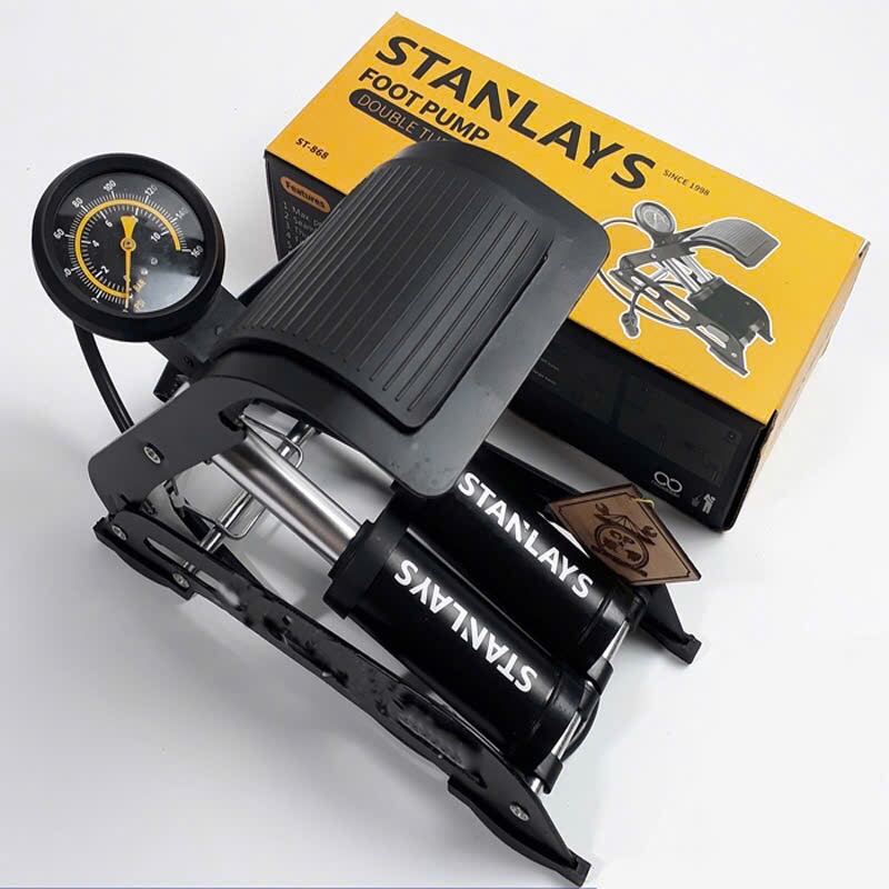 Bơm hơi đạp chân 2 piston thương hiệu Stanlays  hàng tiêu chuẩn