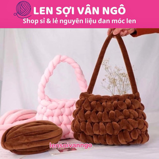  Len Chunky Nhung sợi to  cuộn 240gr  