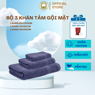 Bộ combo 3 tiện lợi gồm 1 khăn mặt, 1 khăn gội và 1 khăn tắm 60x120cm - khăn thấm hút mềm mại cho cả gia đình