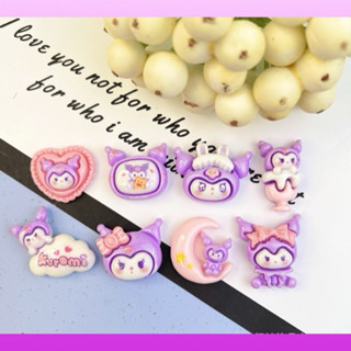 Jibitz/Sticker/charm KUROMI mầu tím 3D bóng có nút gắn sẵn bên ngoài charm bóng rất đẹp