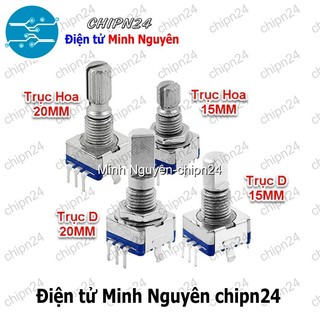 [1 Cái] (F33) Biến trở Encoder EC11 (15mm/20mm 5 chân Chiết áp xoay vô cấp, có nút nhấn, Trục D, Hoa) - [Chọn Loại]
