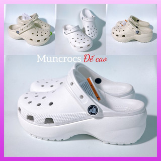 [ Tặng 12 sticker kim loại ] Dép Crocss đế cao 5 phân cho nữ MunCrocs Sục Unisex cho người lớn giày sục cao gót