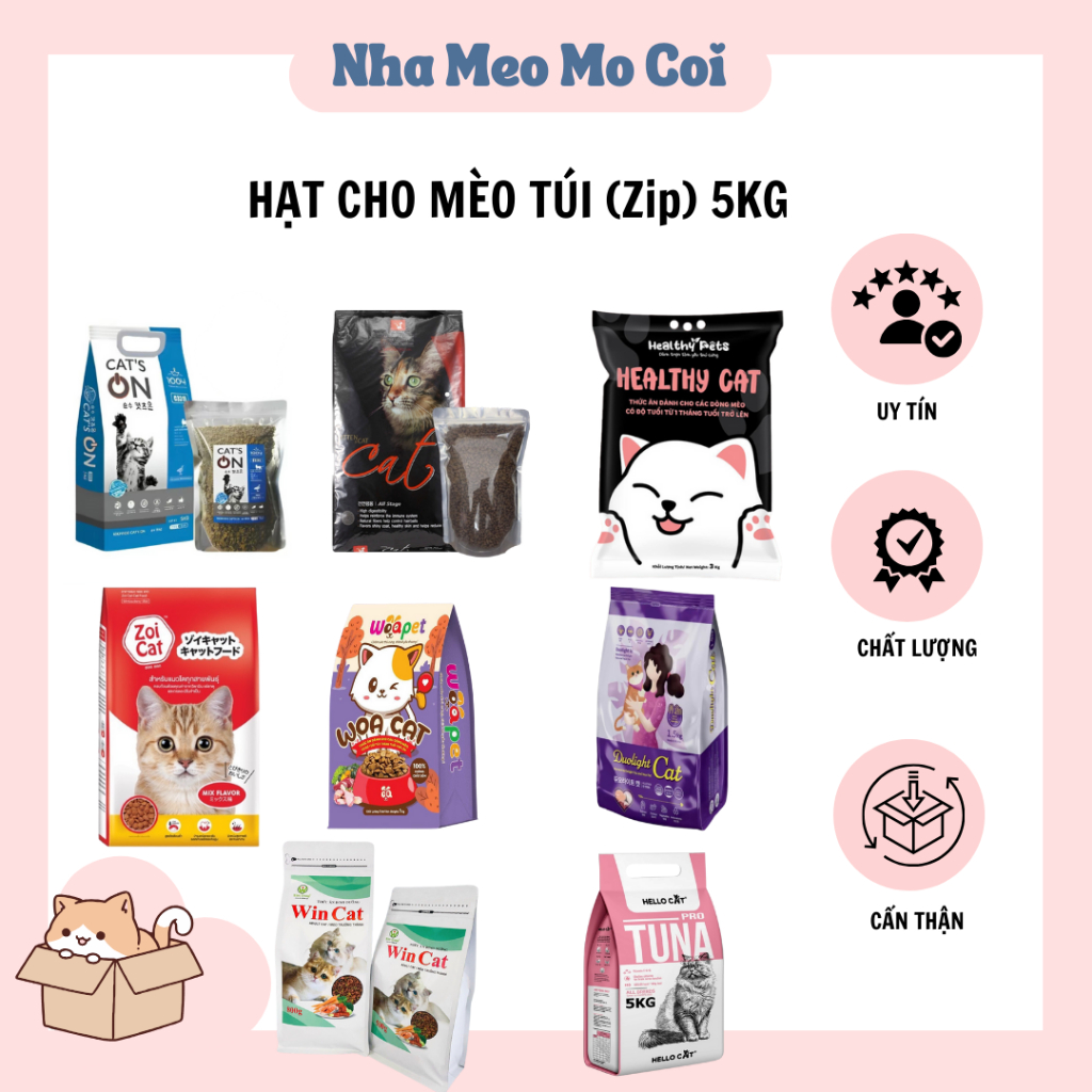 Thức ăn Hạt cho mèo 5kg bao trong zz(Heathy cat,Cats on,, Zoi, Cateyes,,smillie)