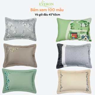 50 mẫu Vỏ gối 45*65cm Everon chính hãng chất liệu cotton, modal sồi, tencel màu xanh đỏ tím vàng hồng