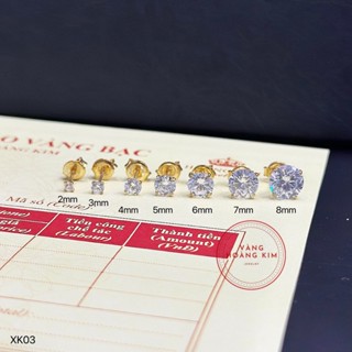 Bông tai bạc xi vàng 18K Hoàng Minh Châu Jewelry (XK03) nam nữ - khuyên tai bạc XI VÀNG 18K