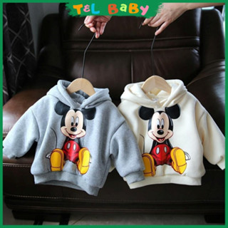 Áo nỉ dài tay cho bé trai, bé gái in hình  Mickey dễ thương vải nỉ  dày dặn ấm áp cho bé 6kg - 30kg