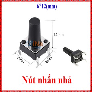 [3 cái] Nút nhấn nhả 6x12mm màu đen
