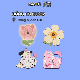 [Xả Kho] Đồng Hồ Treo Tường Để Bàn Micofi Phòng Khách Decor Phòng Ngủ, Đồng Hồ Đèn LED Trang Trí Gỗ Phát Sáng Cute