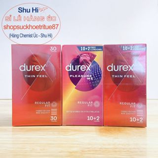 Hộp 30 chiếc bao cao su siêu mỏng kéo dài thời gian durex fetherlite ultra thin feel, bcs durex pleasure me có gân gai