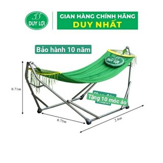 Võng xếp Duy Lợi  cỡ lớn khung dầy kèm lưỡi tăngj 10 móc áo hàng chĩnh hãng  bh 10 năm