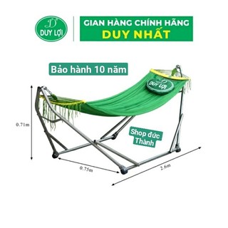 Võng xếp Duy Lợi  cỡ lớn khung dầy kèm lưỡi tăngj 10 móc áo hàng chĩnh hãng  bh 10 năm