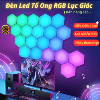 Đèn led lục giác trang trí RGB, đèn led tổ ong decor, trang trí phòng ngủ đa sắc nhiều màu, đèn nháy theo nhạc