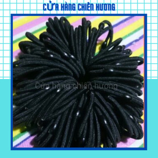 Set 100 dây buộc tóc dây chun cột tóc màu đen trơn kiểu Hàn Quốc