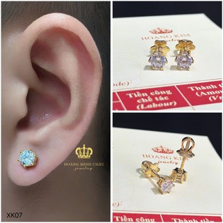 Bông tai nam nữ bạc xi vàng 18K Hoàng Minh Châu Jewelry (XK-07) - khuyên tai bạc XI VÀNG 18K