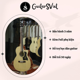 Đàn guitar acoustic gỗ thịt, có ty, khóa đúc chính hãng S Việt mã CV135