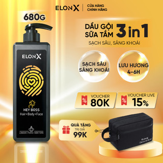 Dầu gội đầu ELONX HEY BOSS 3 trong 1 cho nam dầu gội hương nước hoa cao cấp (sáng - 680gr)