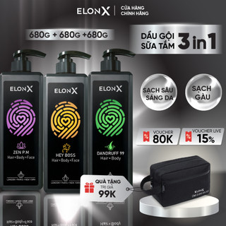 Combo 3 dầu gội ELONX 3 trong 1 cho nam dầu gội hương nước hoa cao cấp tái tạo năng lượng