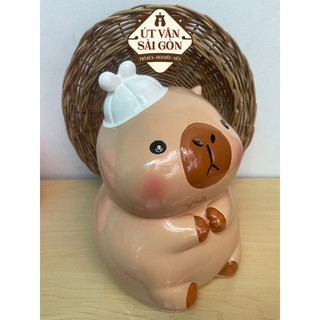 Heo đất Capybara đội nón size to ( cao 28 cm )