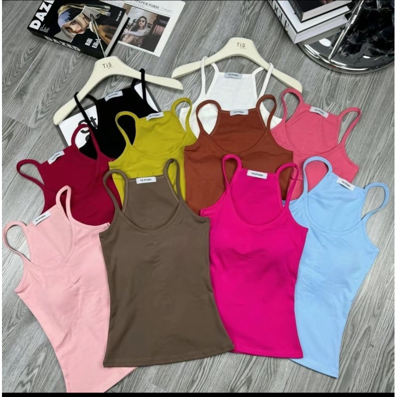 A08 Áo ba lỗ Hai Dây Mảnh Dáng Dài Nữ Trơn, Áo 2 dây ba lỗ dây Nhỏ Ôm Body thời trang