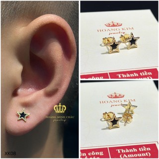 Bông tai nam nữ bạc xi vàng 18K Hoàng Minh Châu Jewelry (XK-08) - khuyên tai bạc XI VÀNG 18K