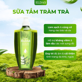 Sữa tắm mụn lưng ELDAS, giảm nang lông với tinh chất TRÀM TRÀ KHỔ QUA ngừa khuẩn ngừa mụn cơ thể 550ml/chai