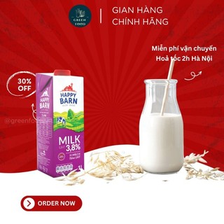  Sữa tươi Happy Barn Thùng 12 hộp 1 lít nguyên kem Không đường Béo 3.8% 