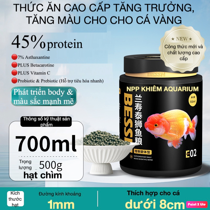 [BAO BÌ MỚI]CÁM BESSN: Cá cảnh, cá vàng cám nổi và cám chìm độ đạm >= 42%, cá cảnh, cá betta, hồ cá.