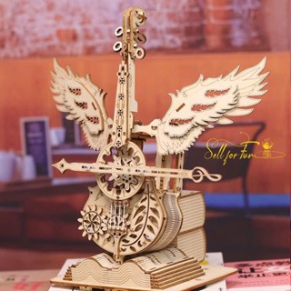 Lắp Ráp Mô Hình Gỗ 3D Đồ Chơi Hộp Nhạc Bằng Gỗ Lắp Ráp Đàn AIC Angel Cello Đôi Cánh Thiên Thần