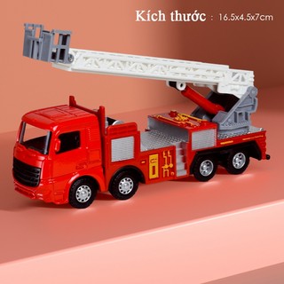 Đồ chơi mô hình xe cứu hỏa thang trượt bằng hợp kim chạy đà