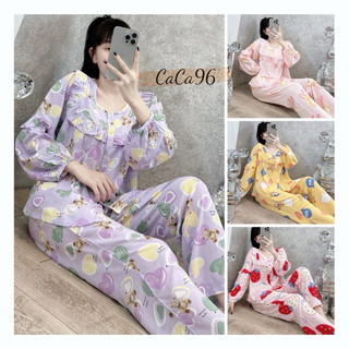 Đồ bộ tole nữ,bộ lanh mặc nhà tay pyjama tay dài  bèo quần F21 VNXK size 43-75kg.