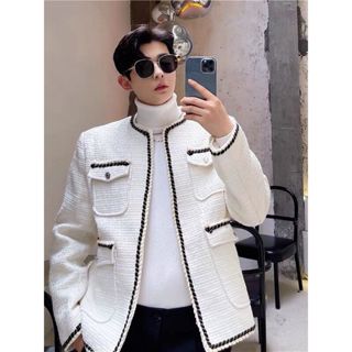 Áo Khoác Cardigan Nam Cổ Tròn Unisex Chất Liệu Dạ Tweed Cao Cấp Phong Cách Trẻ Trung Sang Trọng.
