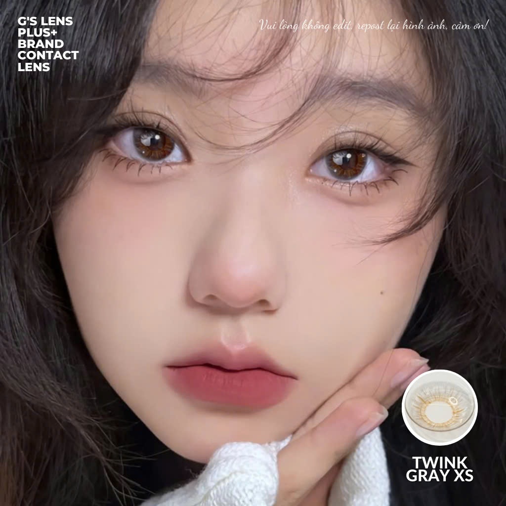 Kính áp tròng Gslens TWINK GRAY xám trong trẻo tự nhiên 6 tháng G.DIA14.0mm có độPolyhema Cao Cấp0-8