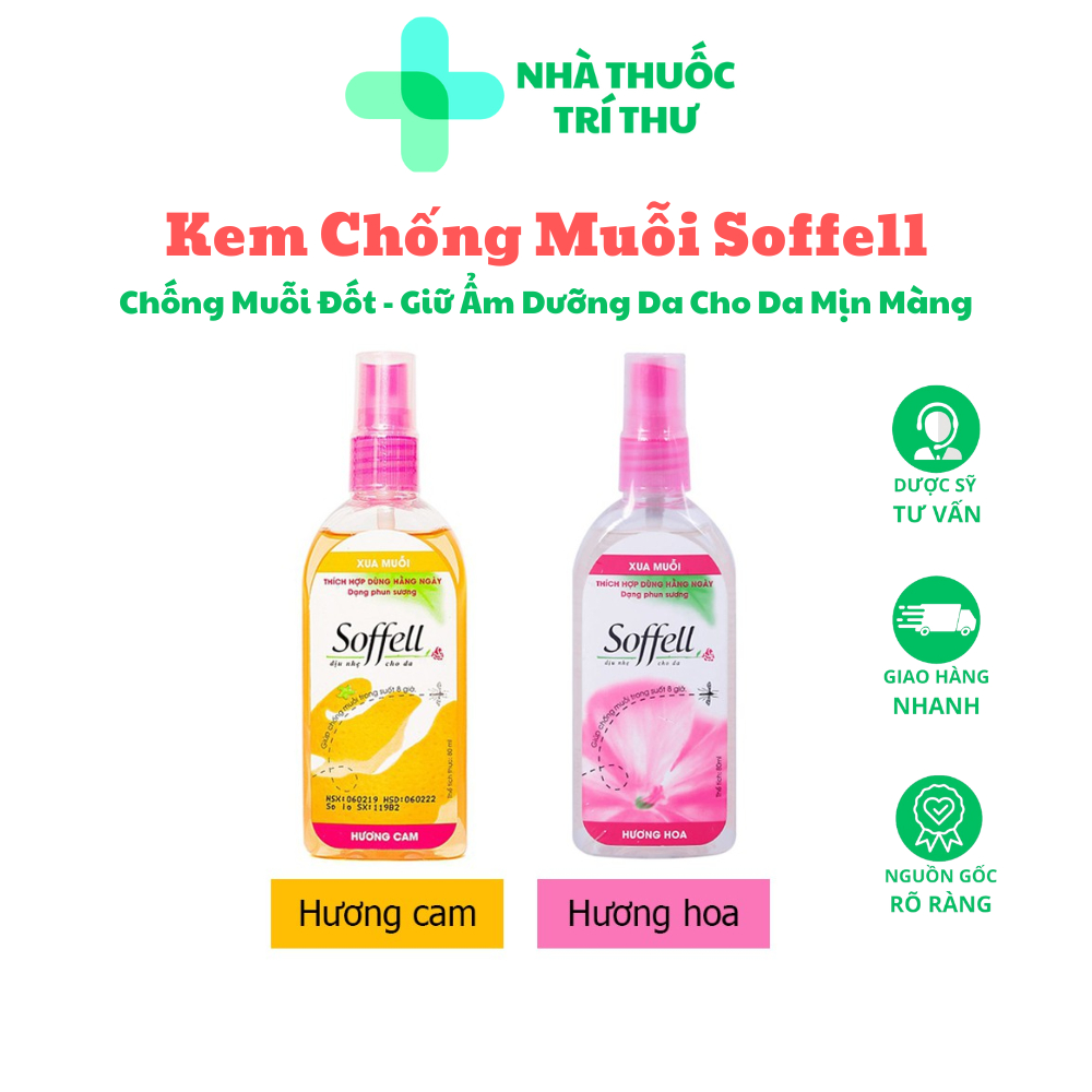 Kem xua muỗi Soffell hương hoa, hương cam giúp chống muỗi trong suốt 10 giờ (60ml)