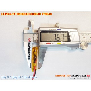Pin Li-Po 3.7V 1200mAh 803048 773049 (Li-Polymer) cho loa Bluetooth, định vị GPS, camera hành trình, POS. Pin dày 8mm