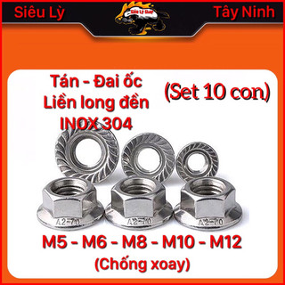Set 10con đai ốc - tán liền long đền inox 304 m5 m6 m8 m10 m12