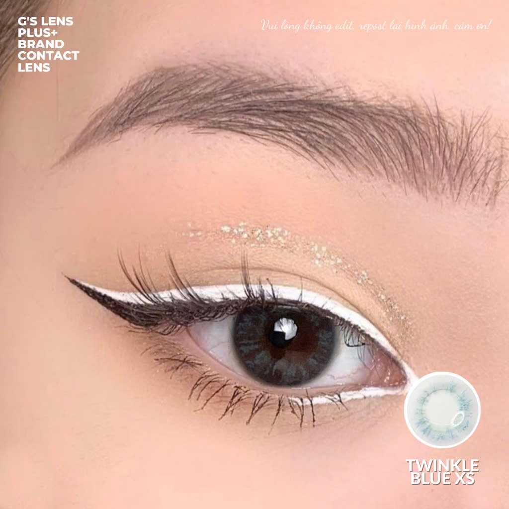 Kính áp tròng Gslens TWINKLE BLUE xanh tự nhiên 6 tháng G.DIA 14.0mm có độ Polyhema Cao Cấp (0-8)