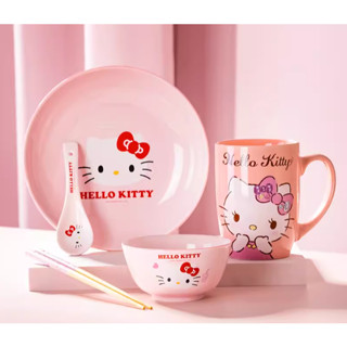 SANRIO🌸[ HELLO KITTY ] CHÉN BÁT TÔ DĨA LY MUỖNG THÌA GỐM SỨ CAO CẤP