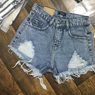 quần short jean nữ cao cấp rách 2 bên xanh nhạt 84(33)