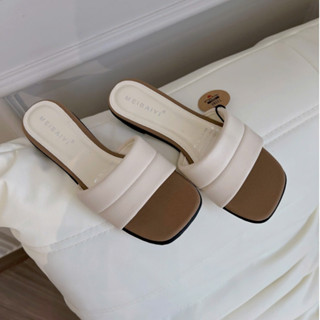  Dép Nữ Quai Ngang Mũi Vuông Quai Da Mềm Đế Cao 3 Phân Tôn Dáng Thời Trang-T002 