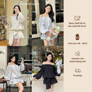 Bloom Dress Váy trễ vai dáng bí tay bồng dài kèm quần bảo hộ thiết kế có bigsize Clay Clothing
