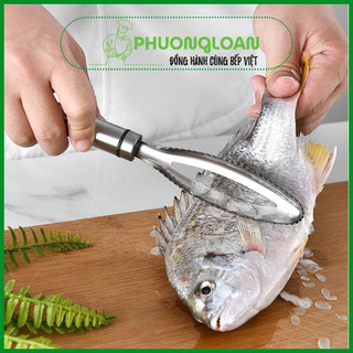 Dụng cụ đánh vẩy cá bằng tay chuyên dụng Inox 304, cán gỗ siêu tiện lợi