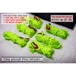 [Freeship 50K]Bộ 6 dây dù 4 mét cắm tarp kèm khoá nhôm tăng giảm phượt du lịch dã ngoại